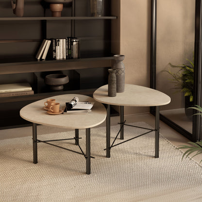 Cookie tavolino alto con piano in laminam terre di matera nero