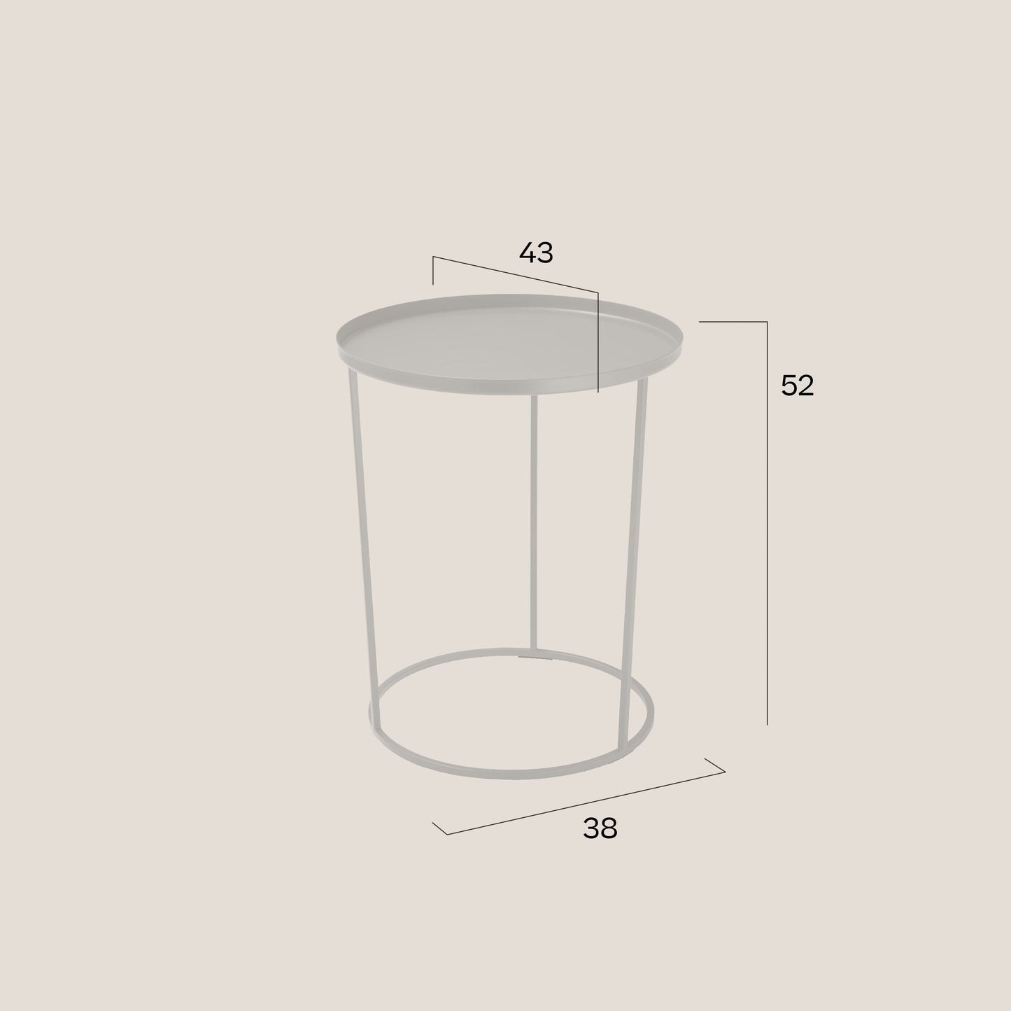 Costance tavolino rotondo con vassoio da salotto in metallo zucca