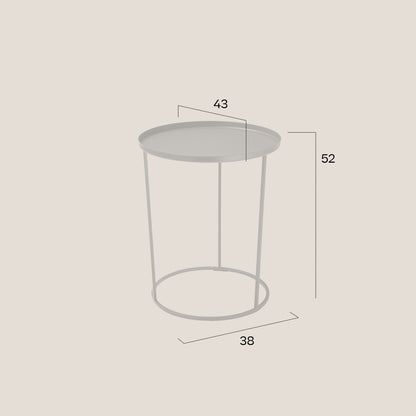 Costance tavolino rotondo con vassoio da salotto in metallo bianco