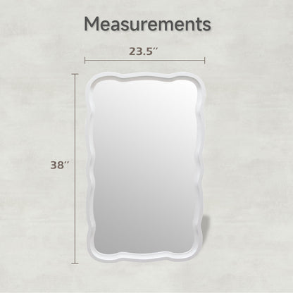 COZAYH Curved Scallop Wood Frame Accent Mirror