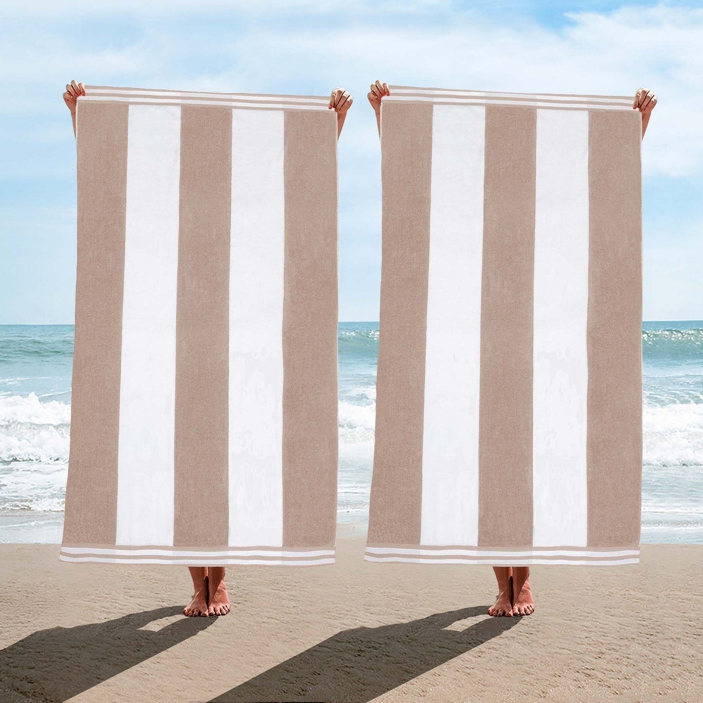 Cabana Stripe Oversized Cotton Beach 2 Piece Towel Set by Superior