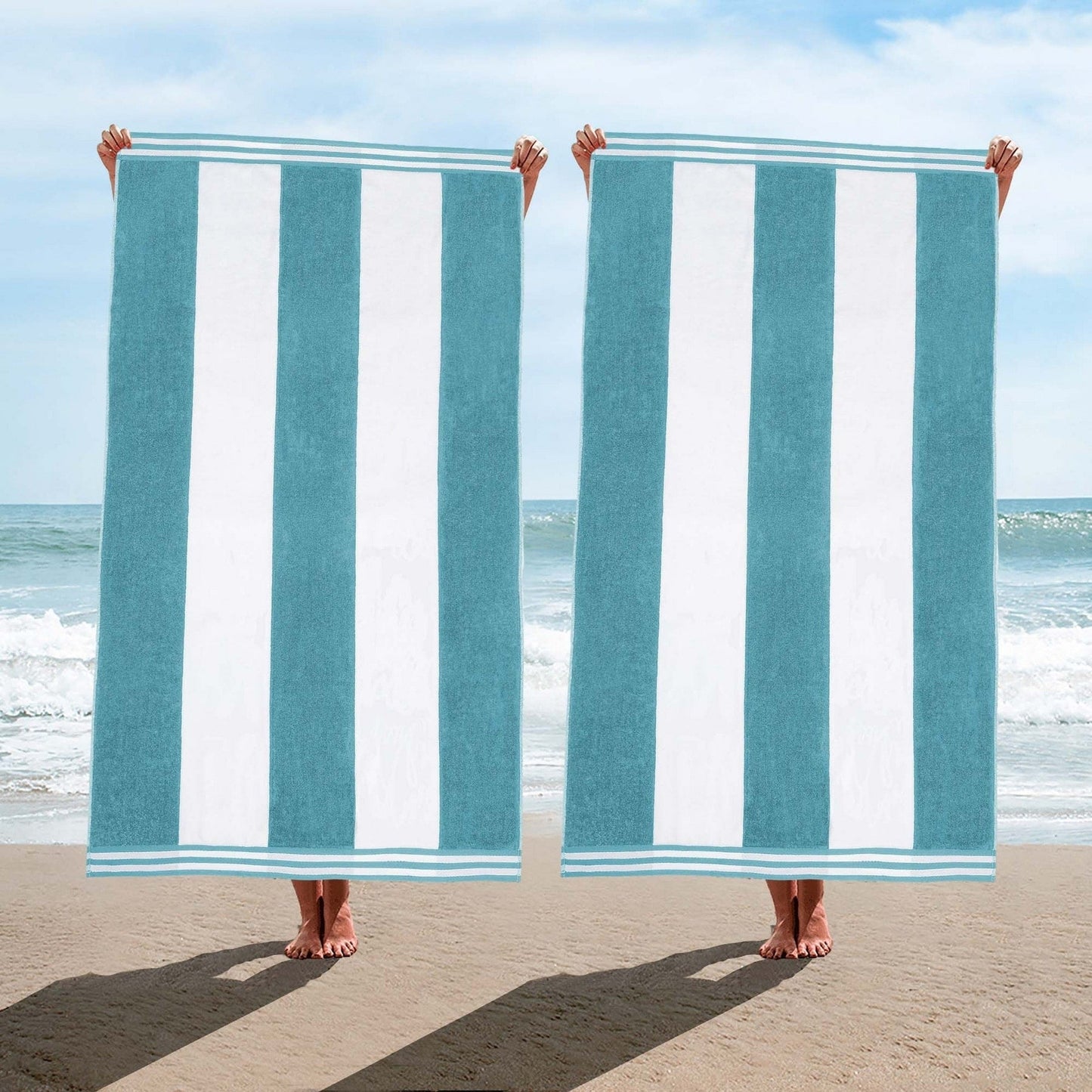 Cabana Stripe Oversized Cotton Beach 2 Piece Towel Set by Superior