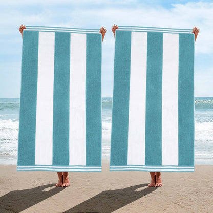 Cabana Stripe Oversized Cotton Beach 2 Piece Towel Set by Superior