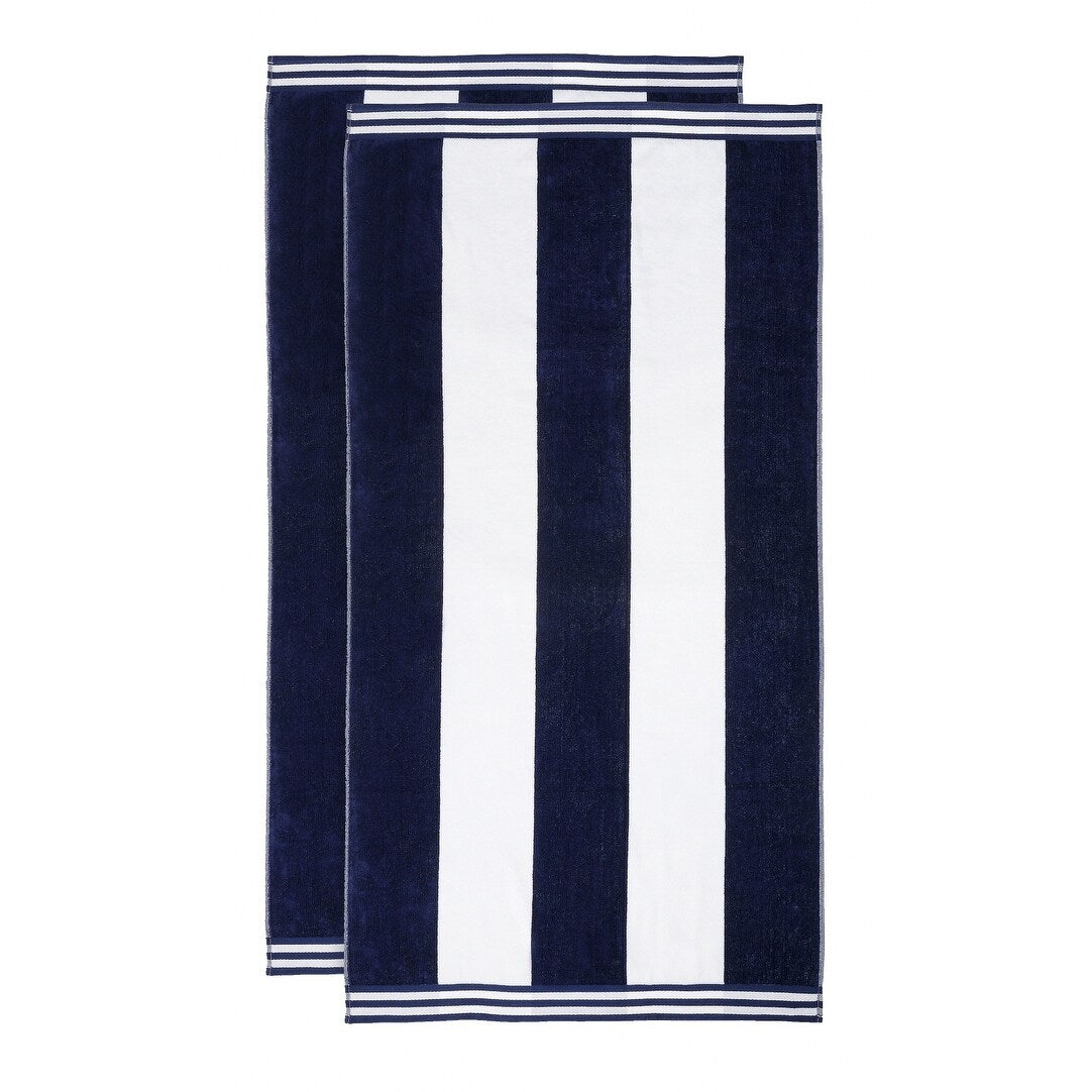 Cabana Stripe Oversized Cotton Beach 2 Piece Towel Set by Superior