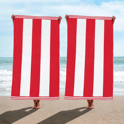 Cabana Stripe Oversized Cotton Beach 2 Piece Towel Set by Superior