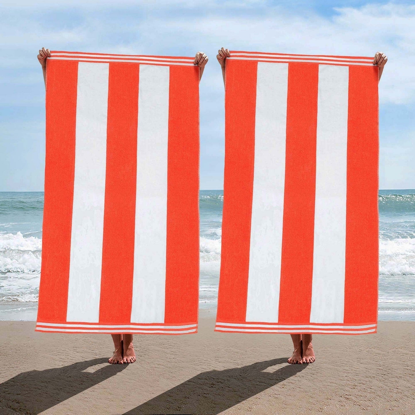 Cabana Stripe Oversized Cotton Beach 2 Piece Towel Set by Superior