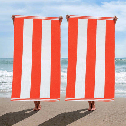 Cabana Stripe Oversized Cotton Beach 2 Piece Towel Set by Superior