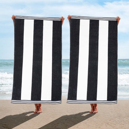 Cabana Stripe Oversized Cotton Beach 2 Piece Towel Set by Superior