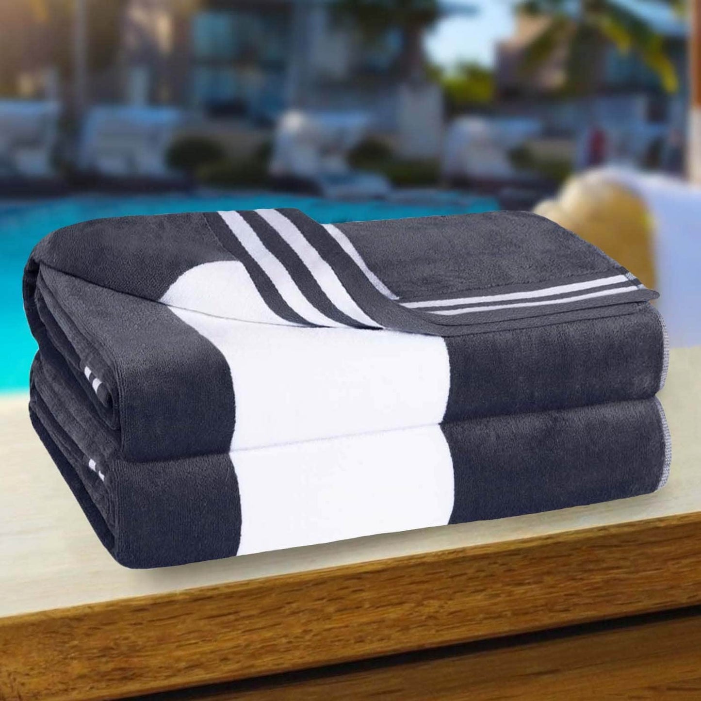 Cabana Stripe Oversized Cotton Beach 2 Piece Towel Set by Superior