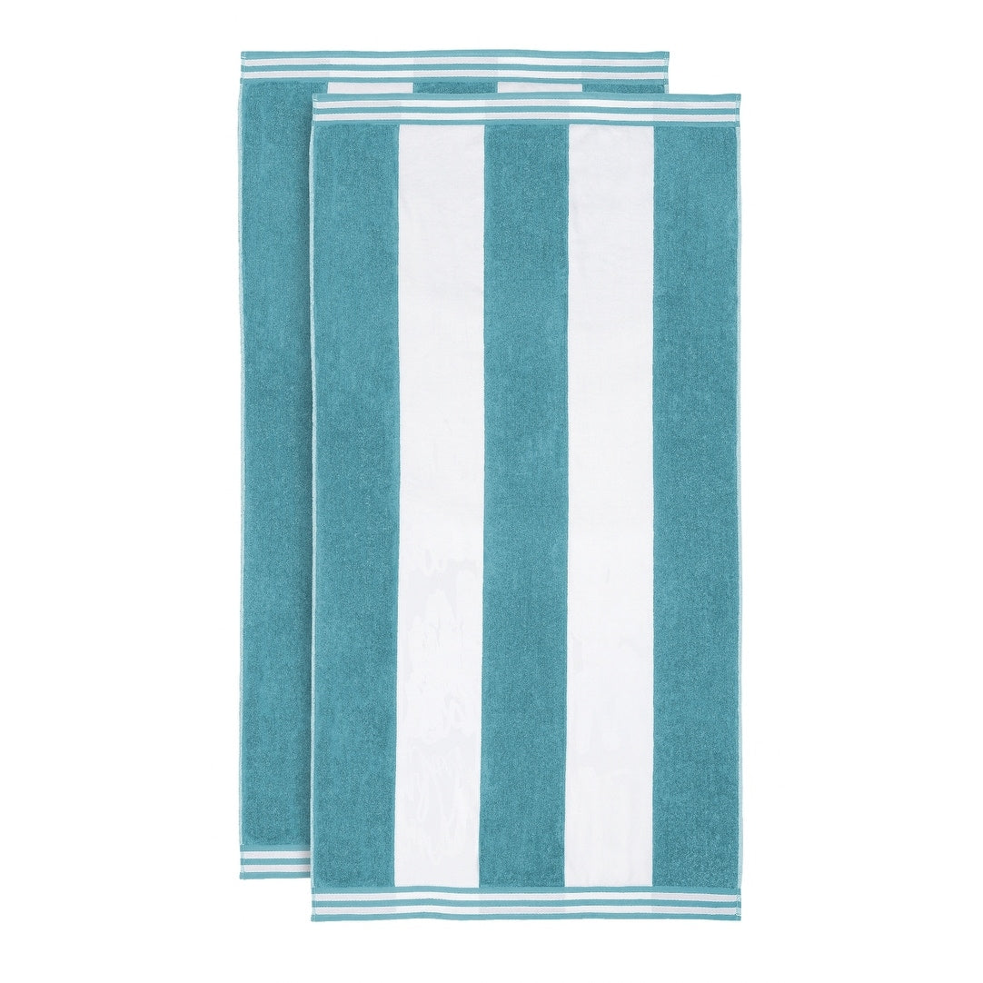 Cabana Stripe Oversized Cotton Beach 2 Piece Towel Set by Superior