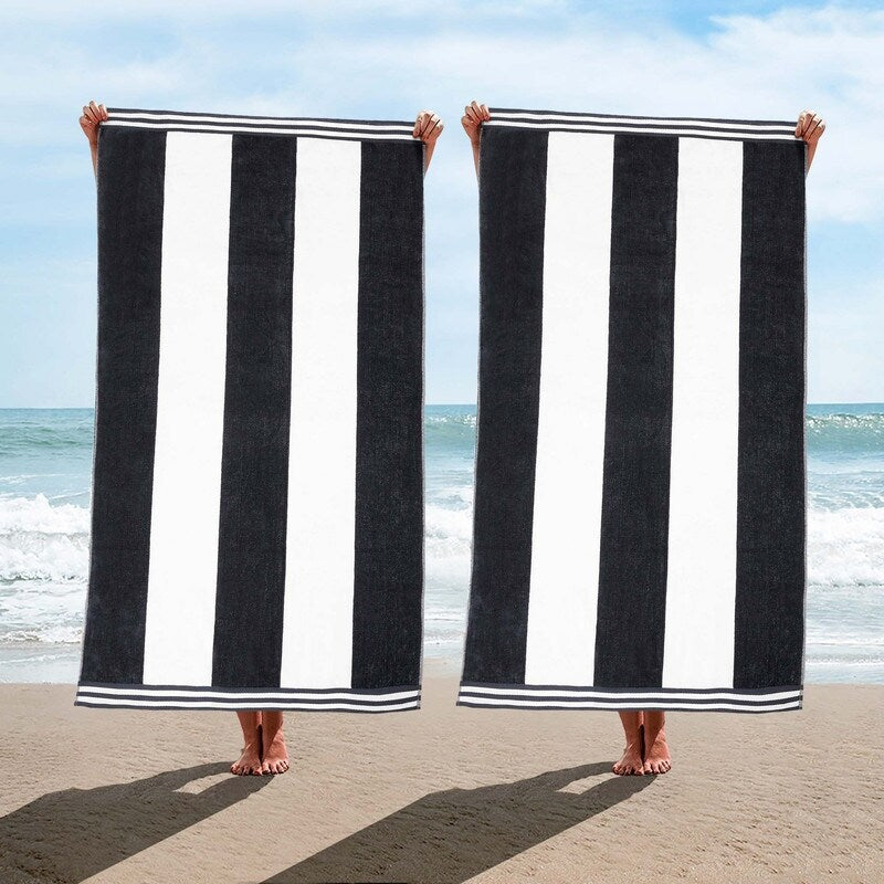 Cabana Stripe Oversized Cotton Beach 2 Piece Towel Set by Superior