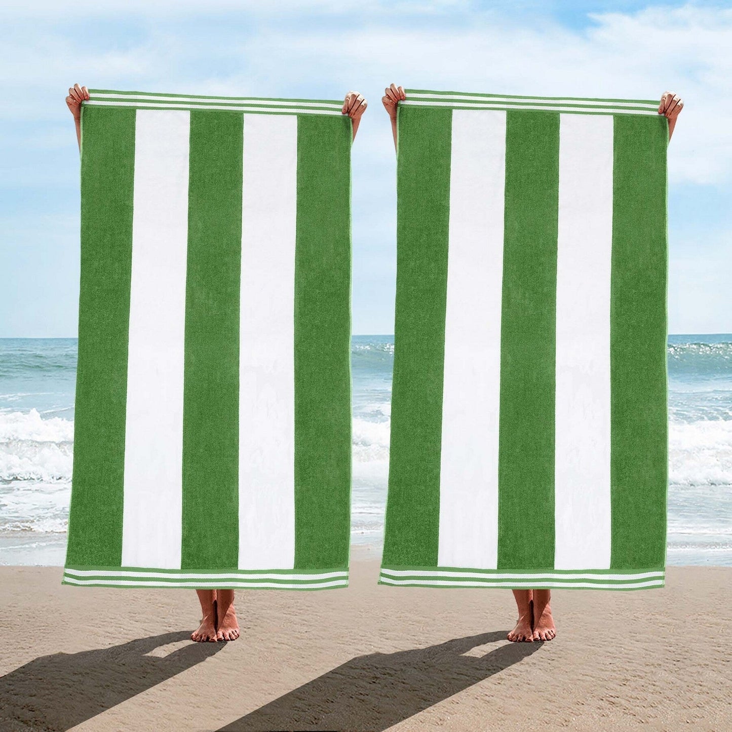 Cabana Stripe Oversized Cotton Beach 2 Piece Towel Set by Superior
