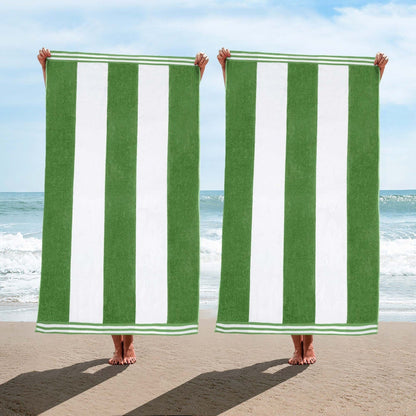 Cabana Stripe Oversized Cotton Beach 2 Piece Towel Set by Superior