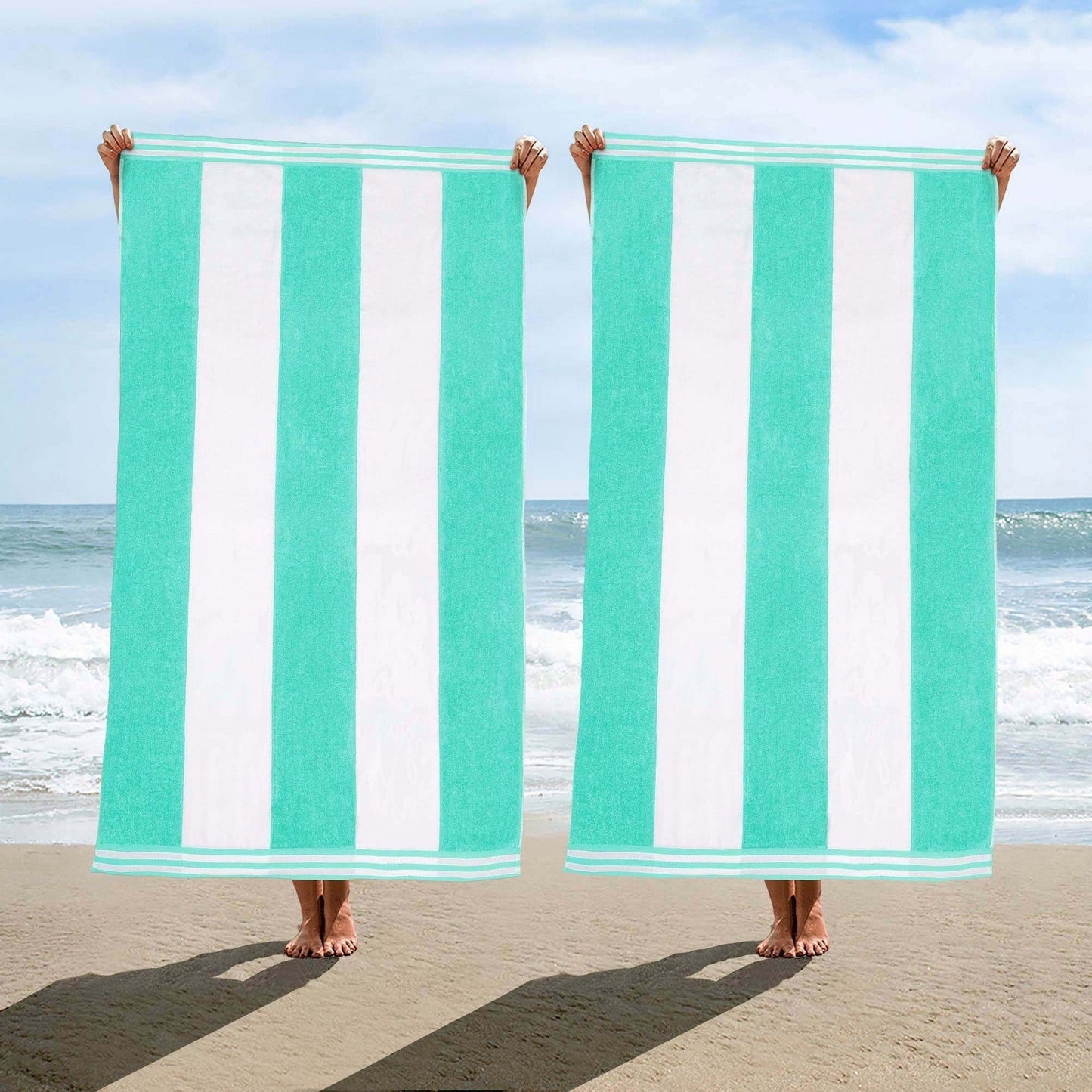Cabana Stripe Oversized Cotton Beach 2 Piece Towel Set by Superior