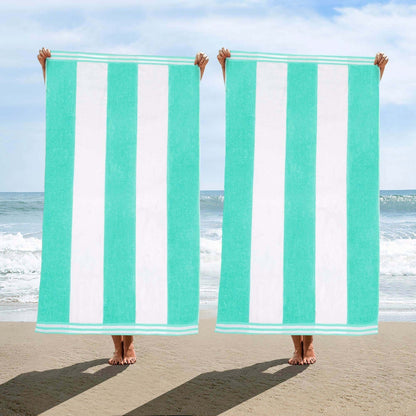 Cabana Stripe Oversized Cotton Beach 2 Piece Towel Set by Superior