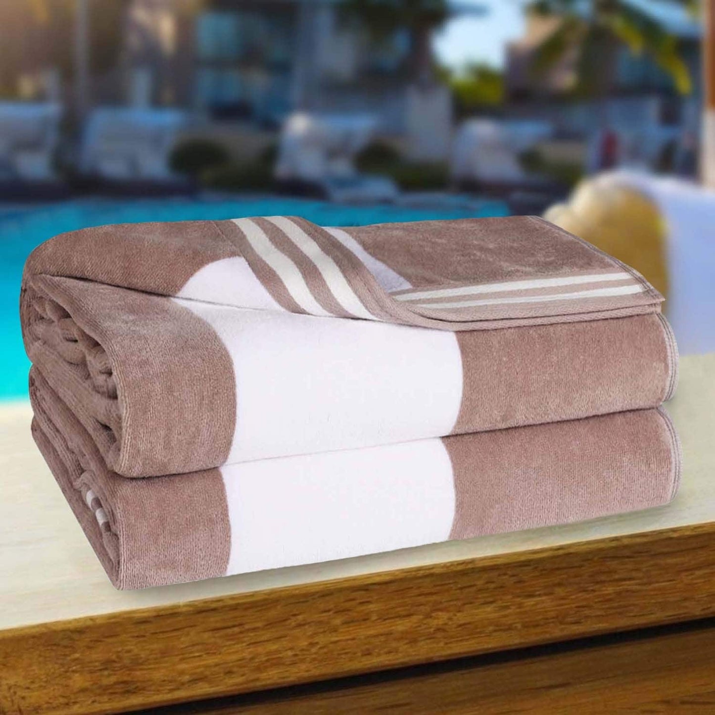 Cabana Stripe Oversized Cotton Beach 2 Piece Towel Set by Superior