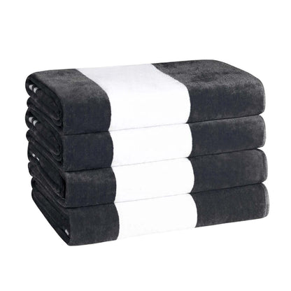 Cabana Stripe Oversized Cotton Beach 4 Piece Towel Set by Superior