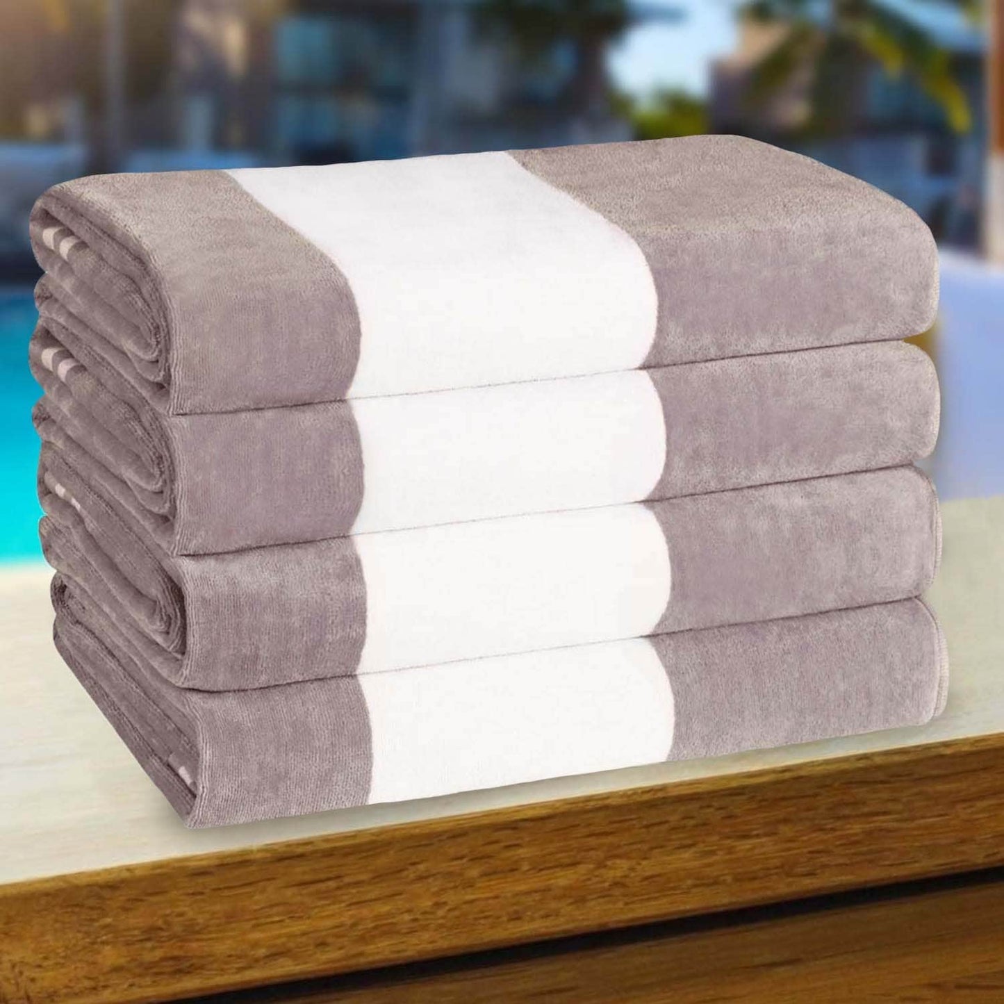 Cabana Stripe Oversized Cotton Beach 4 Piece Towel Set by Superior