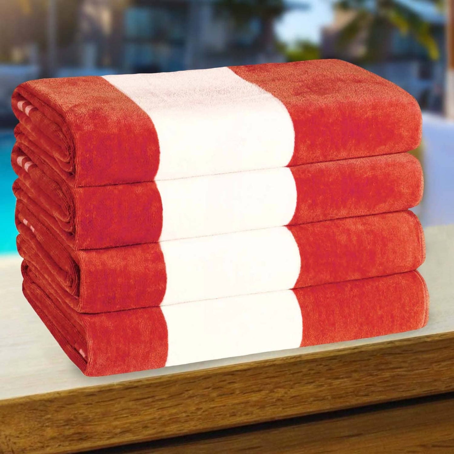 Cabana Stripe Oversized Cotton Beach 4 Piece Towel Set by Superior