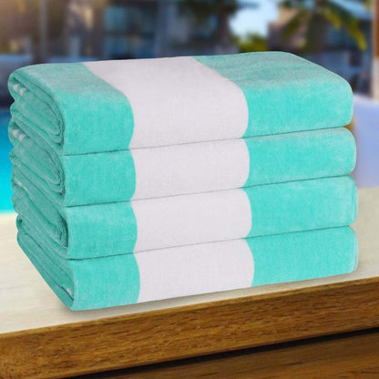 Cabana Stripe Oversized Cotton Beach 4 Piece Towel Set by Superior
