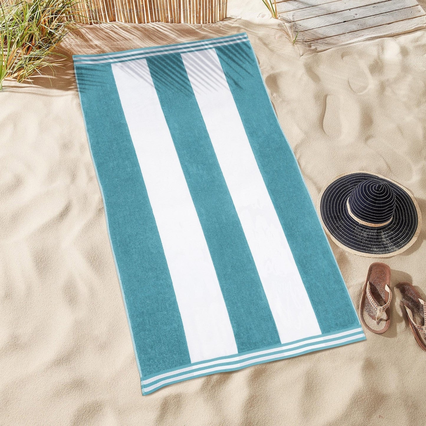 Cabana Stripe Oversized Cotton Beach Towel by Superior
