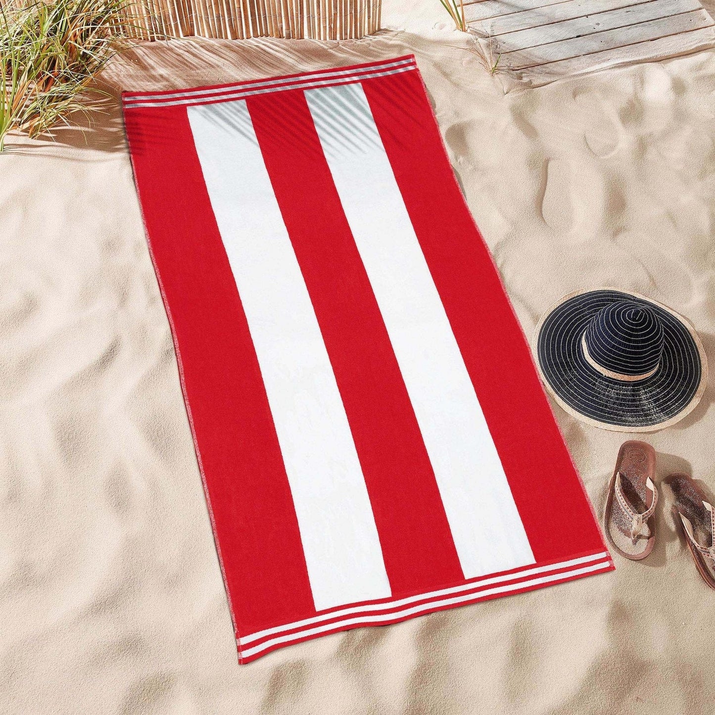 Cabana Stripe Oversized Cotton Beach Towel by Superior