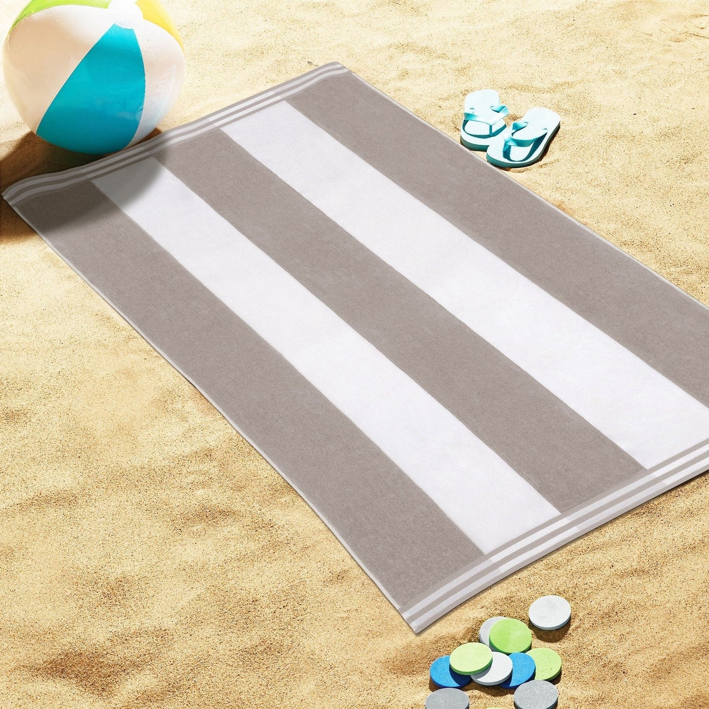 Cabana Stripe Oversized Cotton Beach Towel by Superior