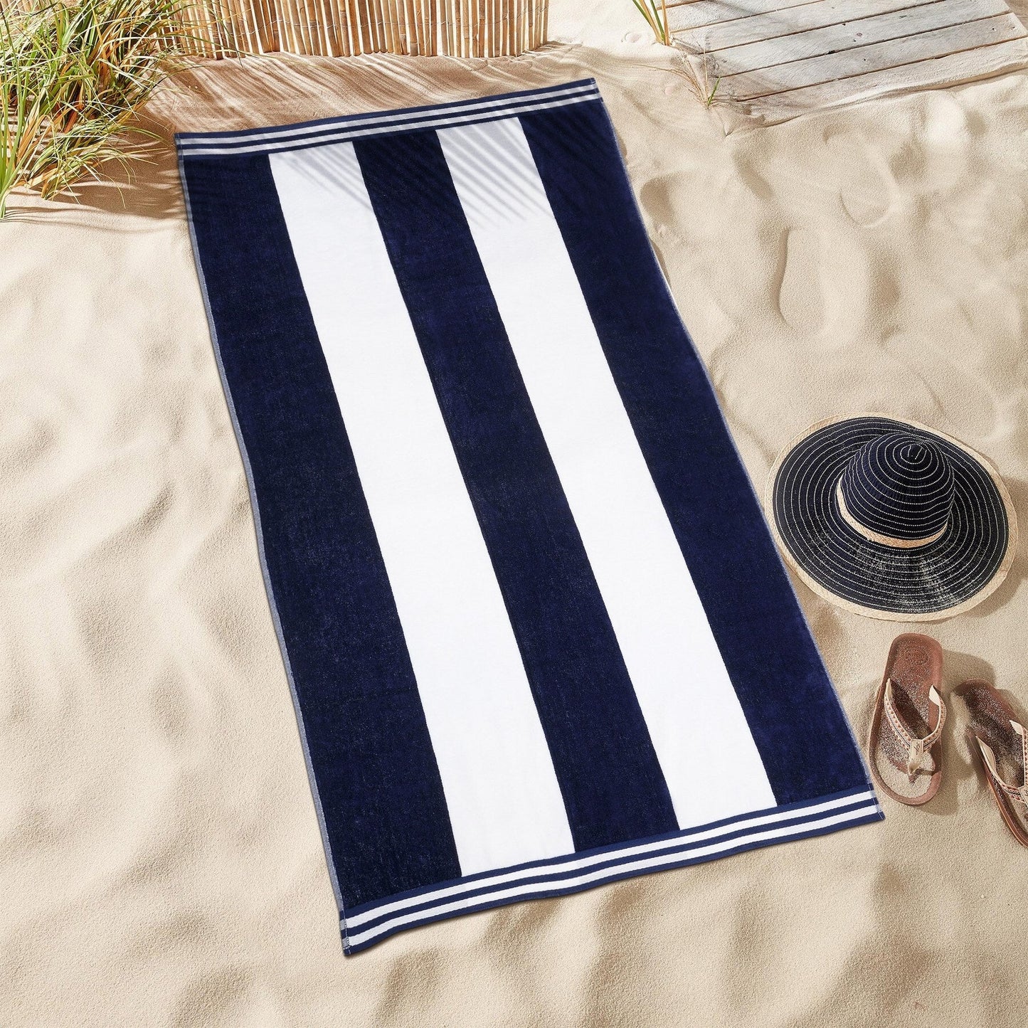 Cabana Stripe Oversized Cotton Beach Towel by Superior