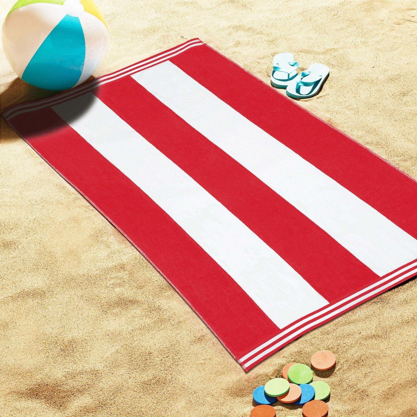 Cabana Stripe Oversized Cotton Beach Towel by Superior