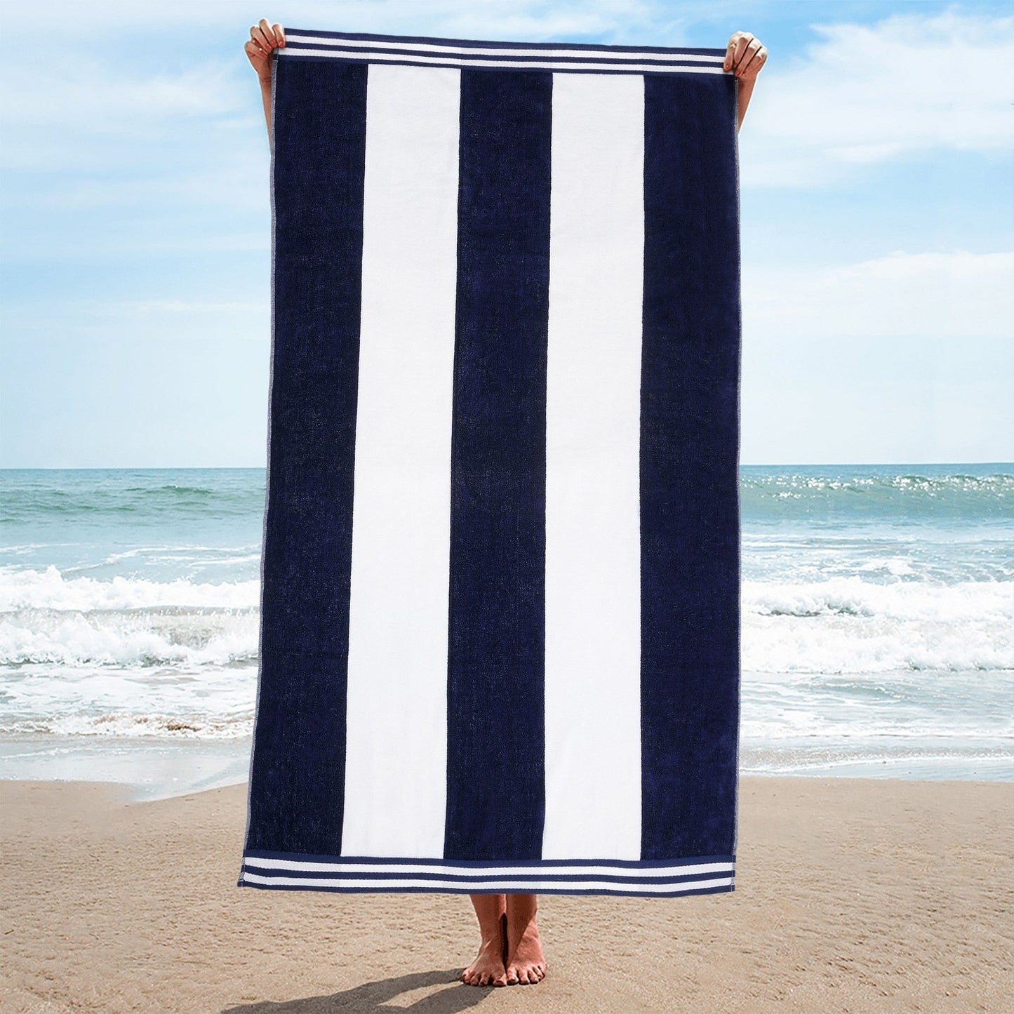 Cabana Stripe Oversized Cotton Beach Towel by Superior