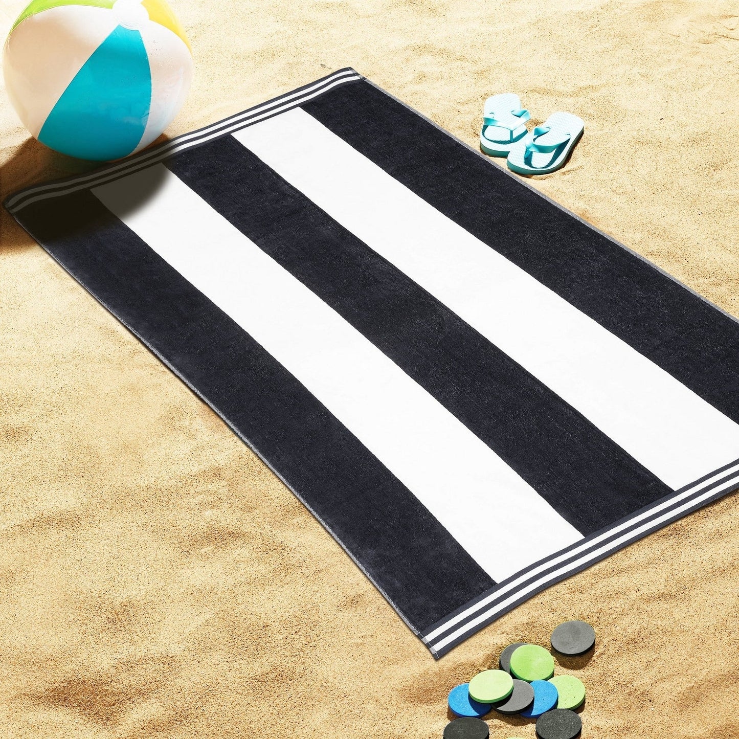 Cabana Stripe Oversized Cotton Beach Towel by Superior