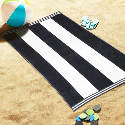 Cabana Stripe Oversized Cotton Beach Towel by Superior