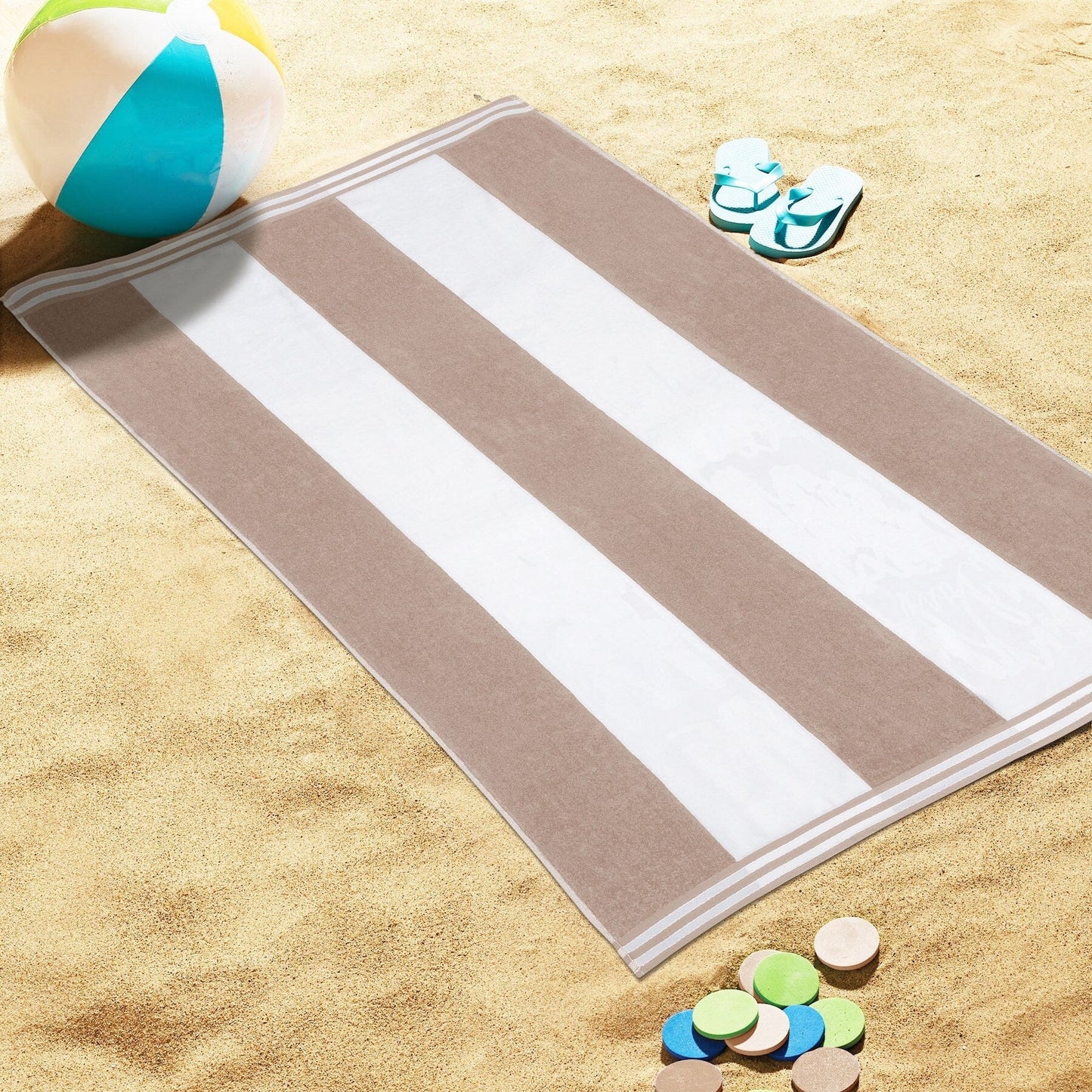 Cabana Stripe Oversized Cotton Beach Towel by Superior