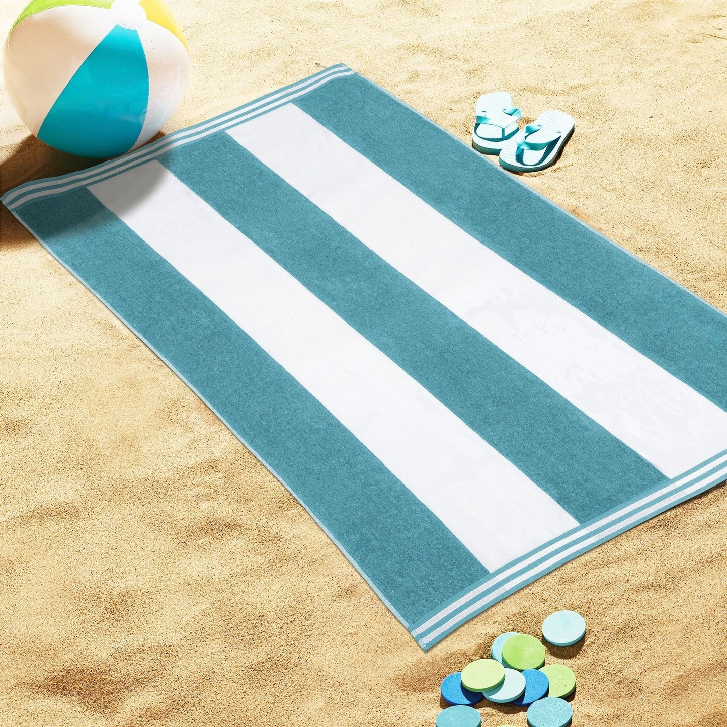 Cabana Stripe Oversized Cotton Beach Towel by Superior