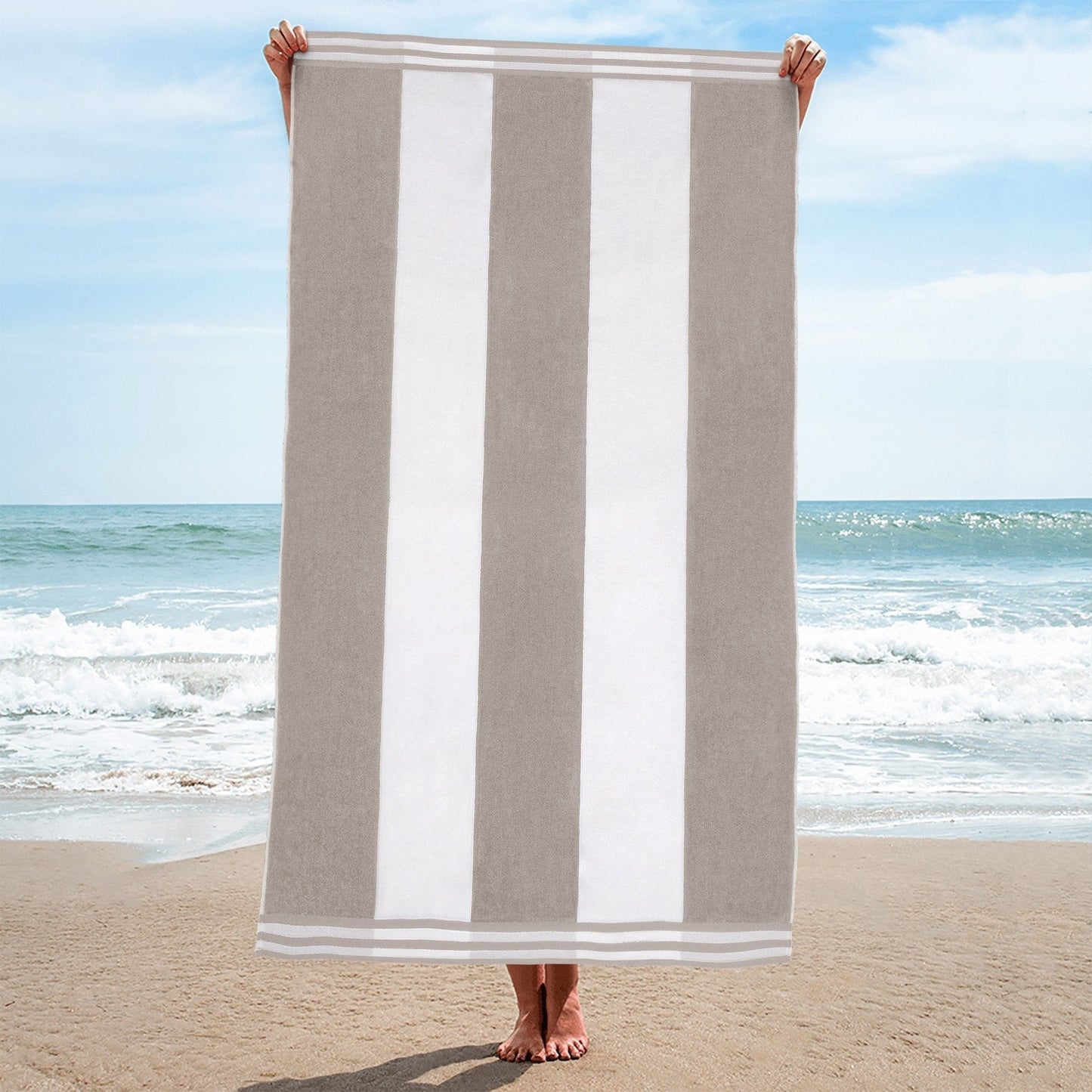 Cabana Stripe Oversized Cotton Beach Towel by Superior