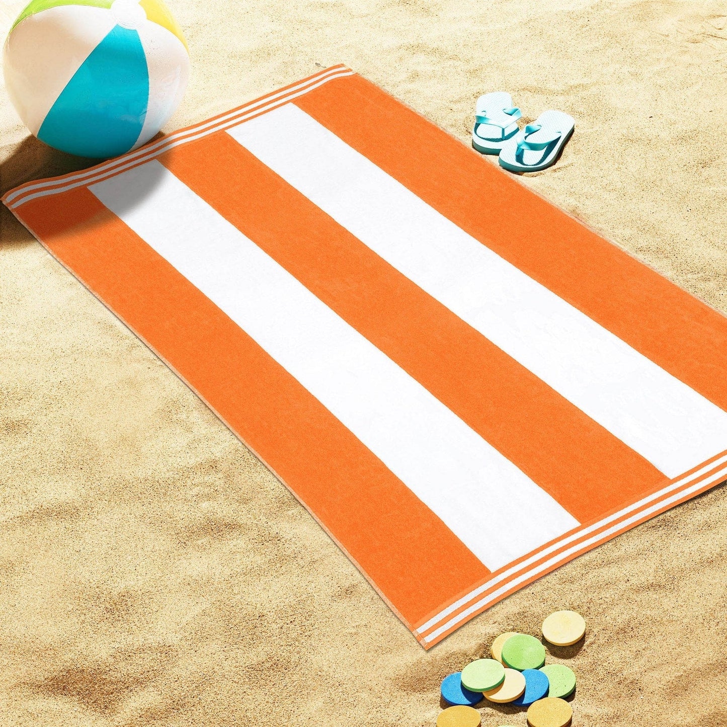 Cabana Stripe Oversized Cotton Beach Towel by Superior