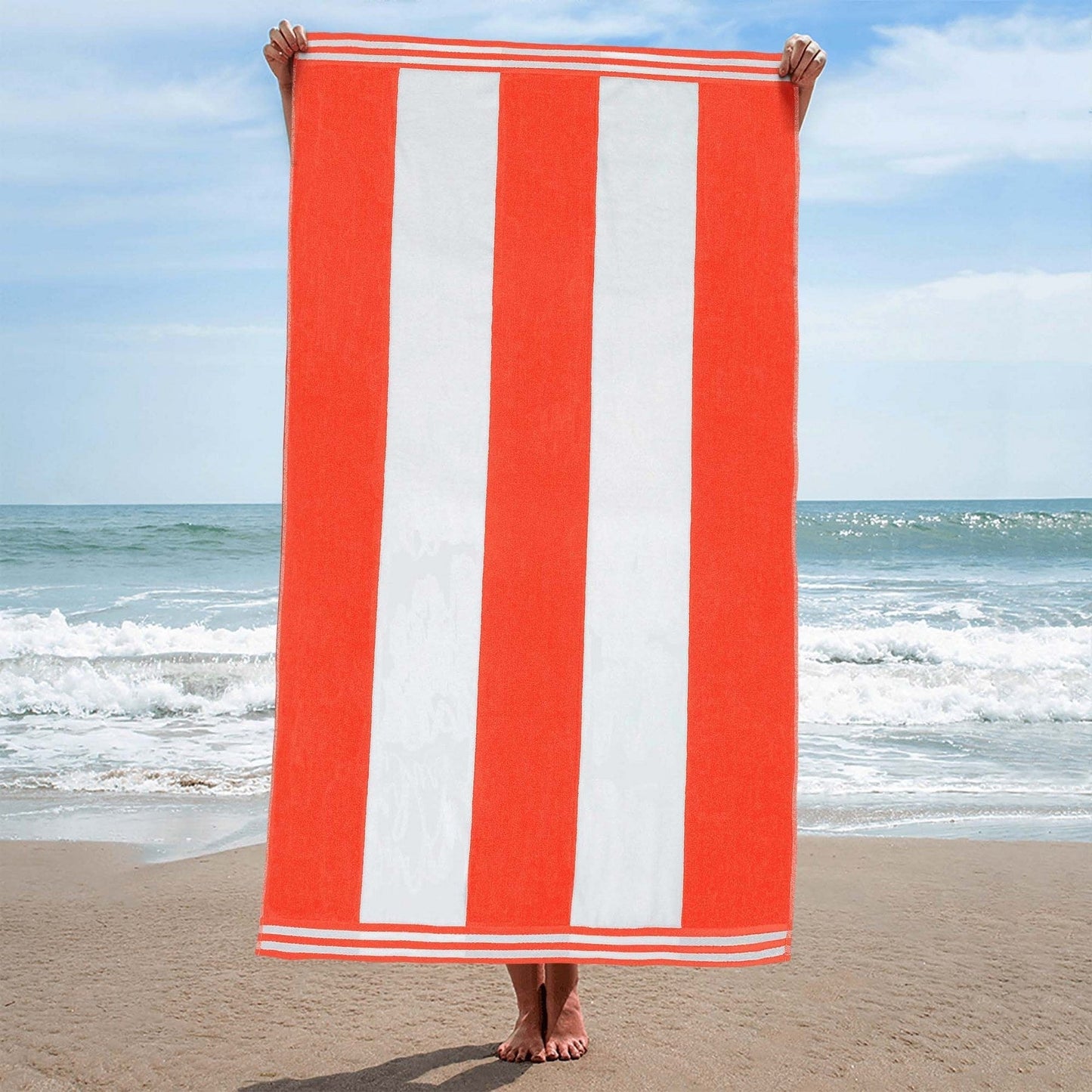 Cabana Stripe Oversized Cotton Beach Towel by Superior
