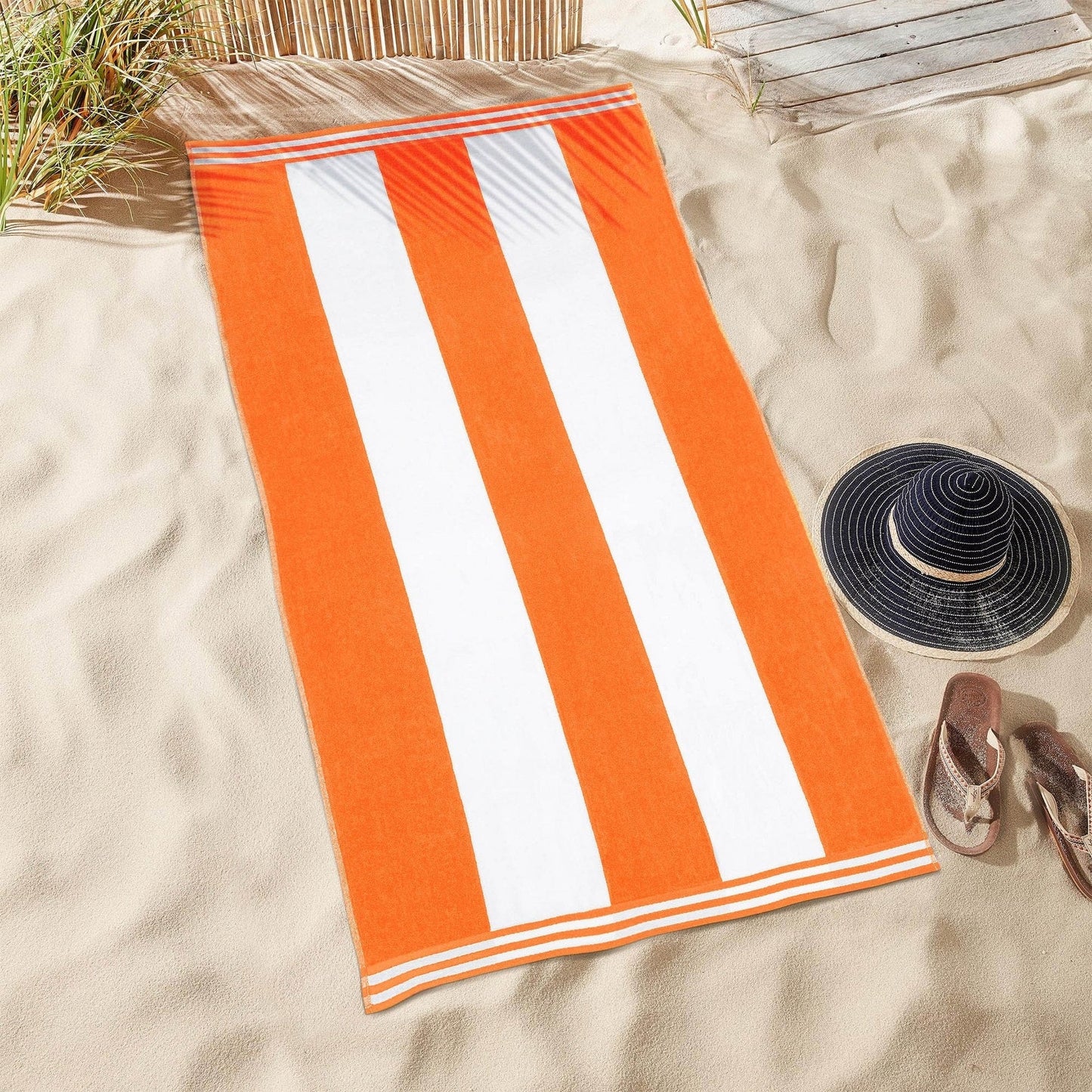 Cabana Stripe Oversized Cotton Beach Towel by Superior