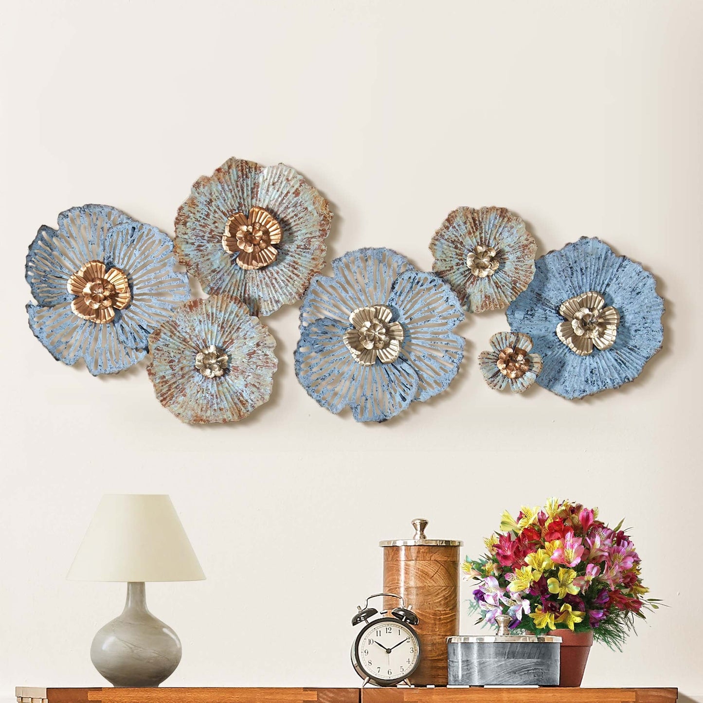 Carbon Loft Multi-color Metal Distressed Flower Wall Art