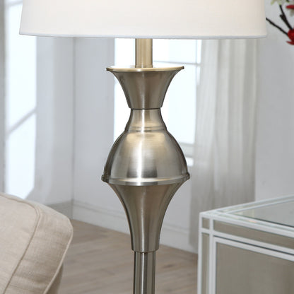 Crestview Collection Murray 60 Silver Metal Floor Lamp - 14x14x60.5
