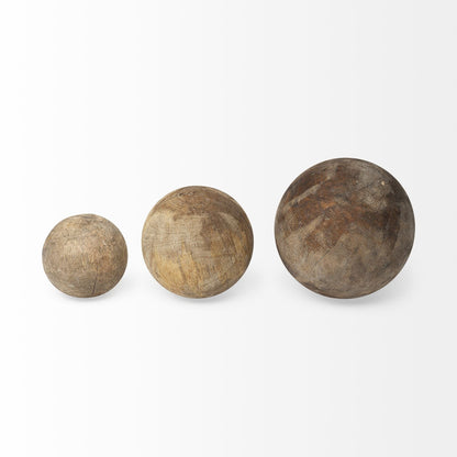 Carrick Natural Wood Decorative Spheres (Set of 3) - 5.0L x 5.0W x 5.0H