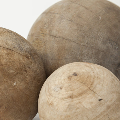 Carrick Natural Wood Decorative Spheres (Set of 3) - 5.0L x 5.0W x 5.0H