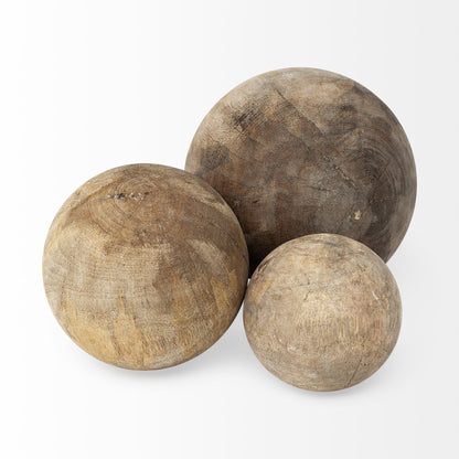 Carrick Natural Wood Decorative Spheres (Set of 3) - 5.0L x 5.0W x 5.0H
