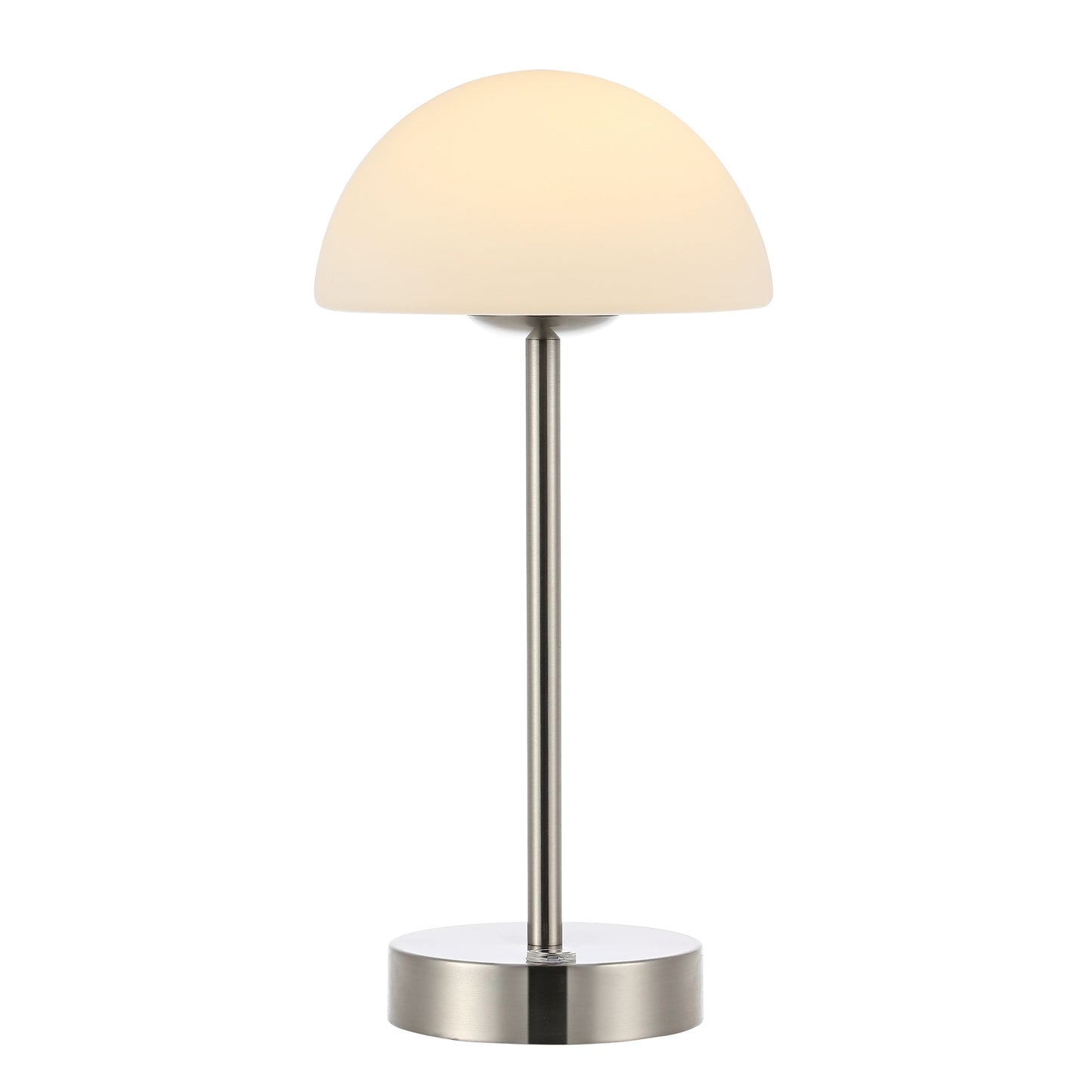 Carson 12.5 Modern Minimalist Iron Wireless Rechargeable Integrated LED Table Lamp, Nickel/White by JONATHAN Y
