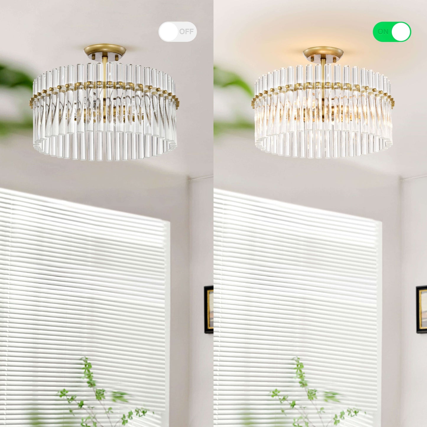 Casandra 4-light Brushed Brass Crystal Flush Mount