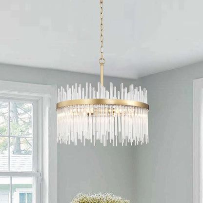 Casandra 5-light Shiny Bronze Chandelier with Clear Glass Bars - Shiny Bronze