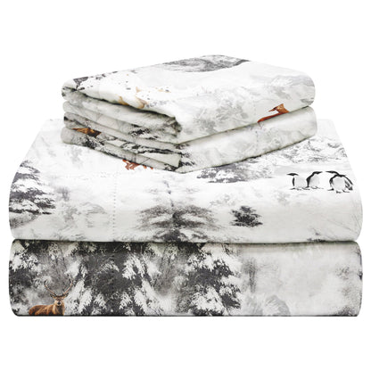Celeste Home 190 GSM Cotton Heavy Weight Flannel Velvet Feel Bed Sheet Set
