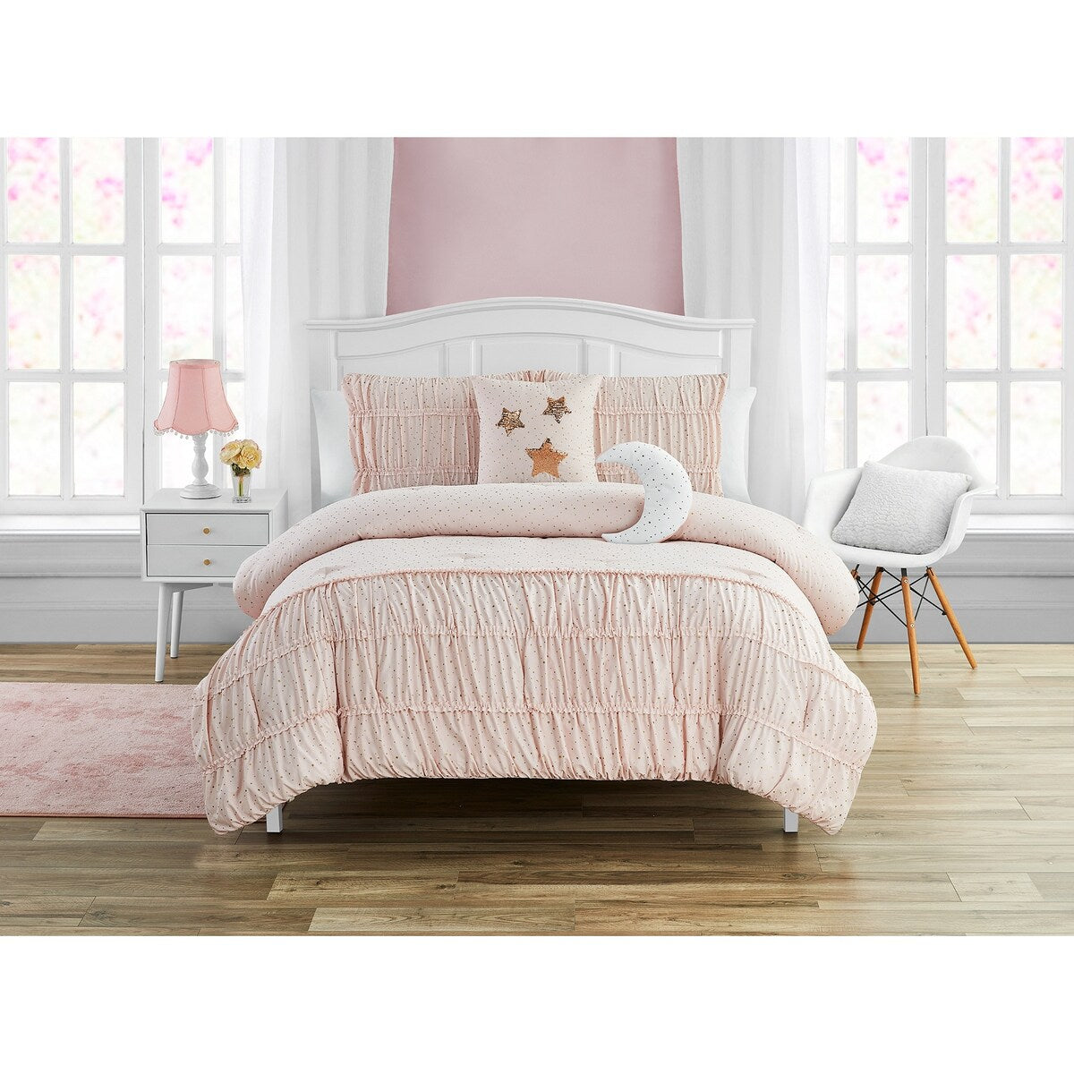 Celestial Princess Pink Ultra Soft Microfiber Comforter Set with Moon Pillow