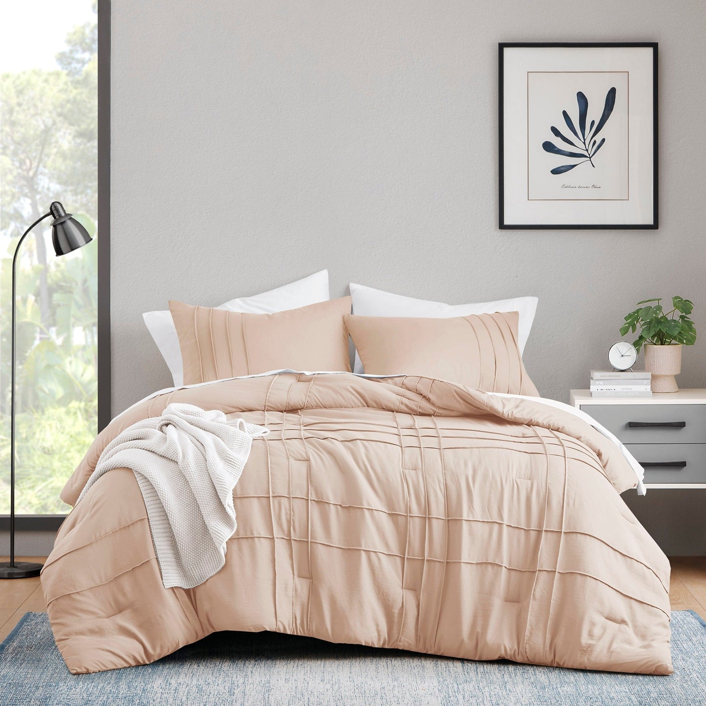 Chelsea Square Evans Pinch Pleated Soft Washed Boho Comforter Set