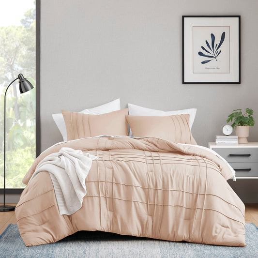 Chelsea Square Evans Pinch Pleated Soft Washed Boho Comforter Set